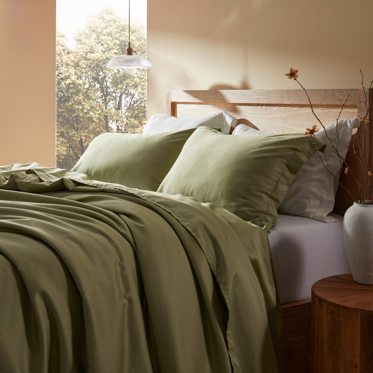 Overcloud® Sateen Egyptian Cotton Sheet Set-Pale Olive Green-500TC